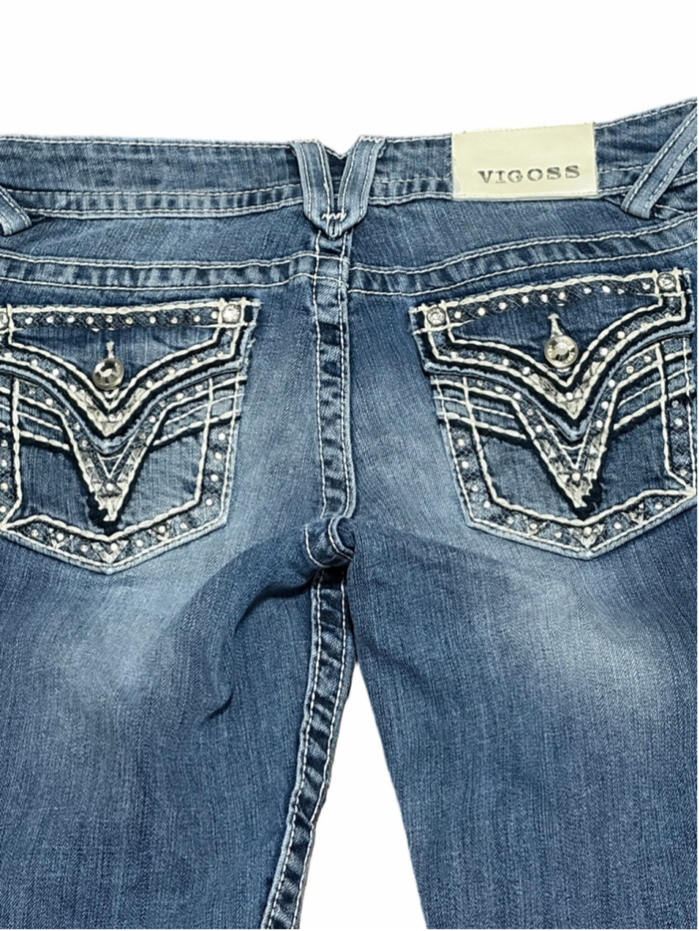 Y2K Vintage Vigoss “The New York Capri” Bling Pocket Jeans — Size 5/6